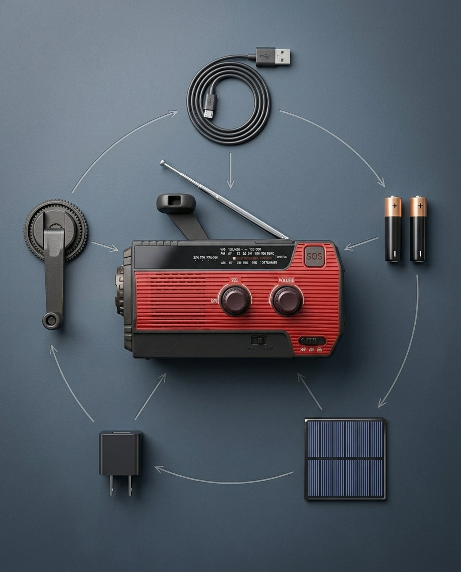 Solar Emergency Radio | 5-Power Hand-Crank Weather Alert