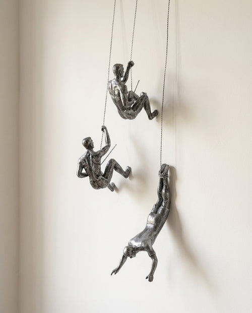 Climbing Man Wall Sculpture – 3-Piece Resin Wall Art Set