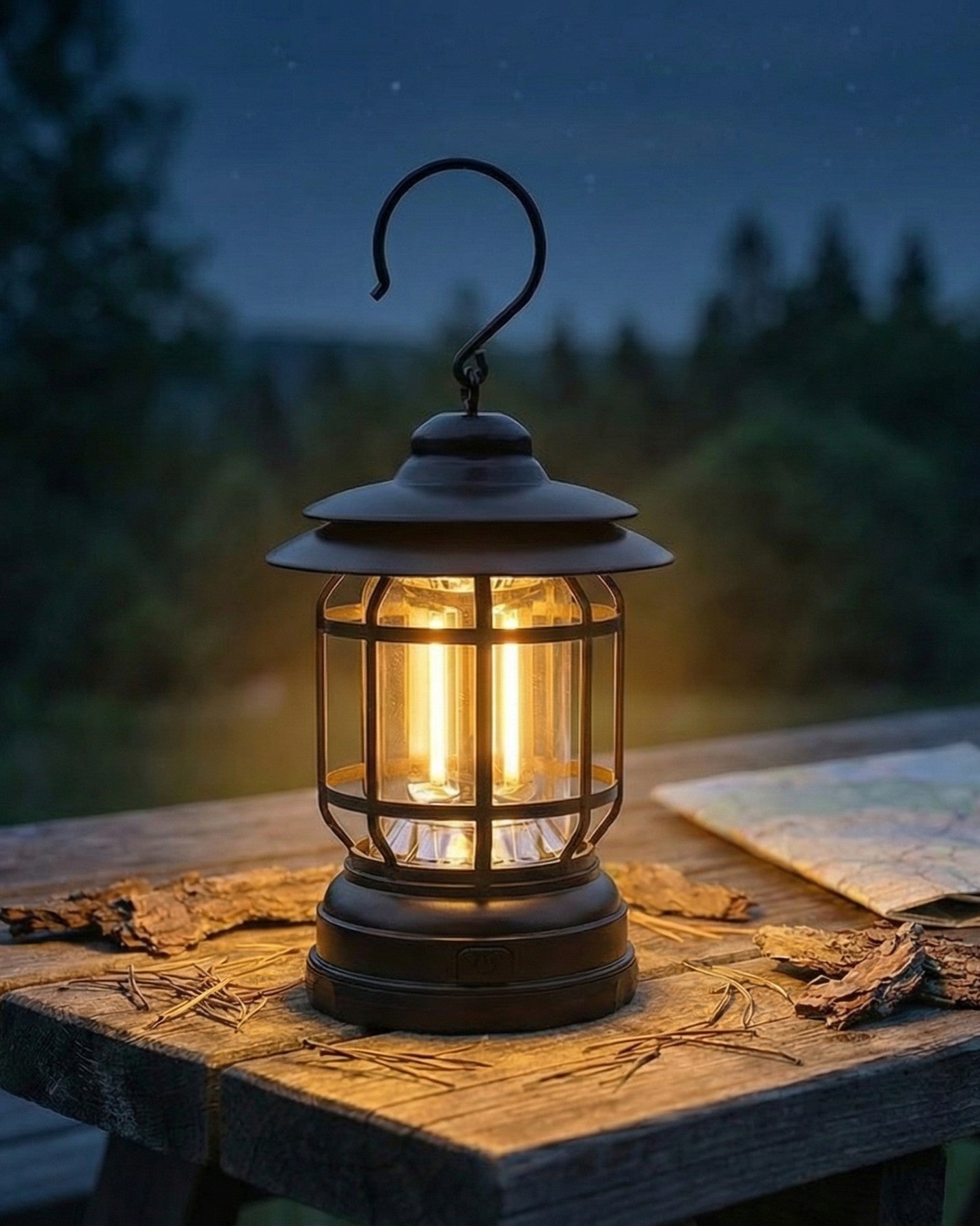 Retro Camping Lantern | Dimmable LED – USB-C & Battery