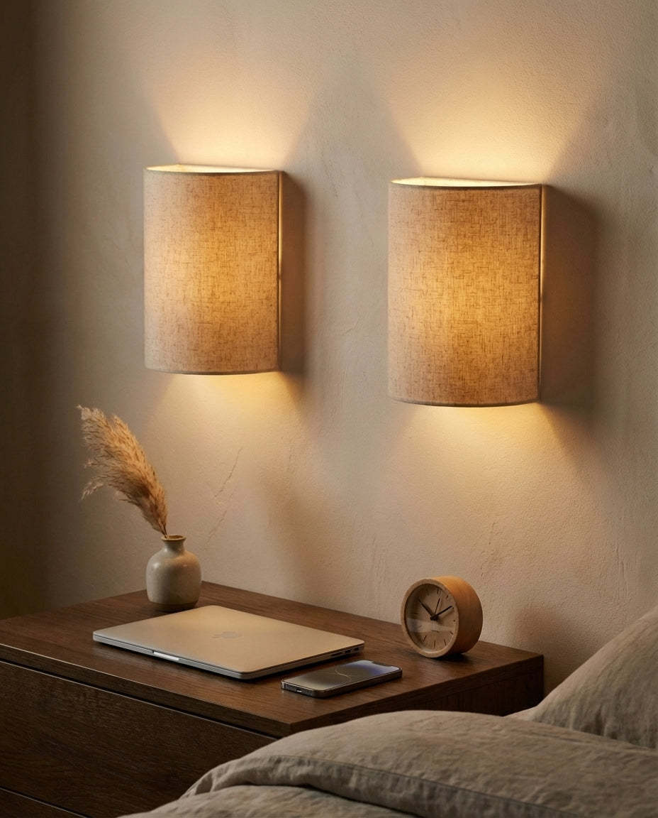 Wireless Wall Light | Magnetic Rechargeable Lamp – Linen Shade