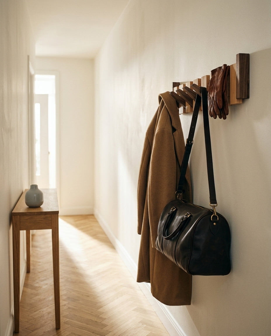 Wooden Piano Key Coat Rack – Solid Wood Wall Hooks