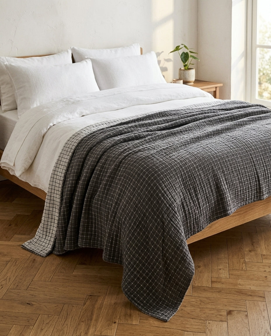 Cotton Check Throw Blanket – Soft & Breathable | 2 Sizes