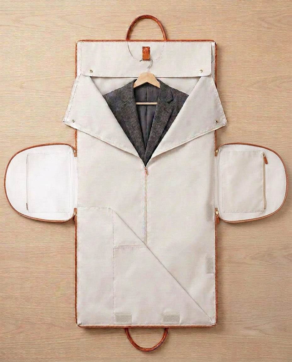 Garment Carry Bag – Foldable PU Leather Weekend Holdall