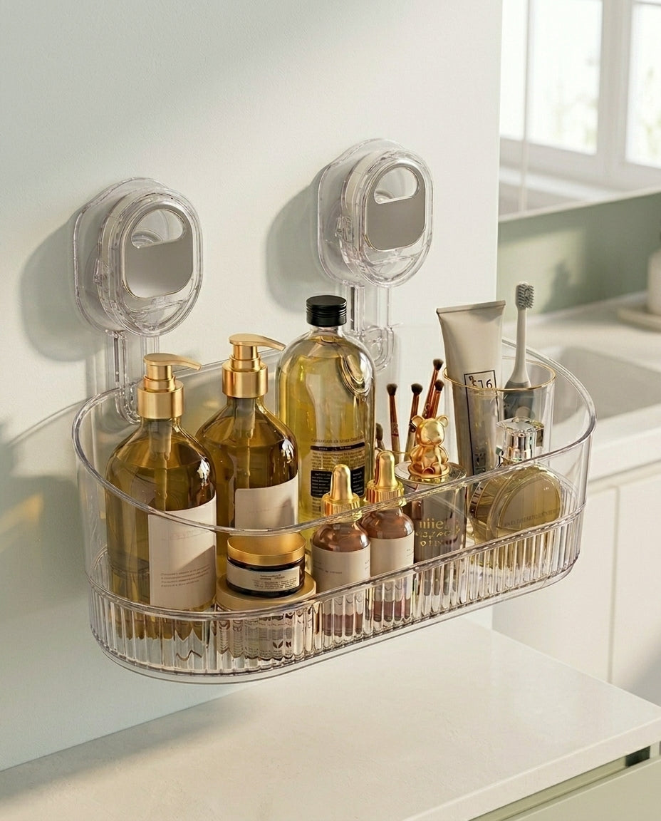 ClearGrip Press-Lock Vacuum Bathroom Shelf