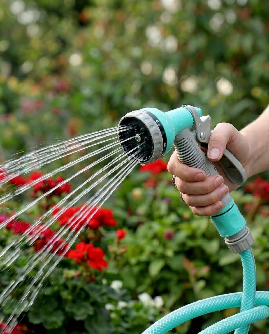 Compact Hose Reel Cart with Spray Nozzle | Garden Watering