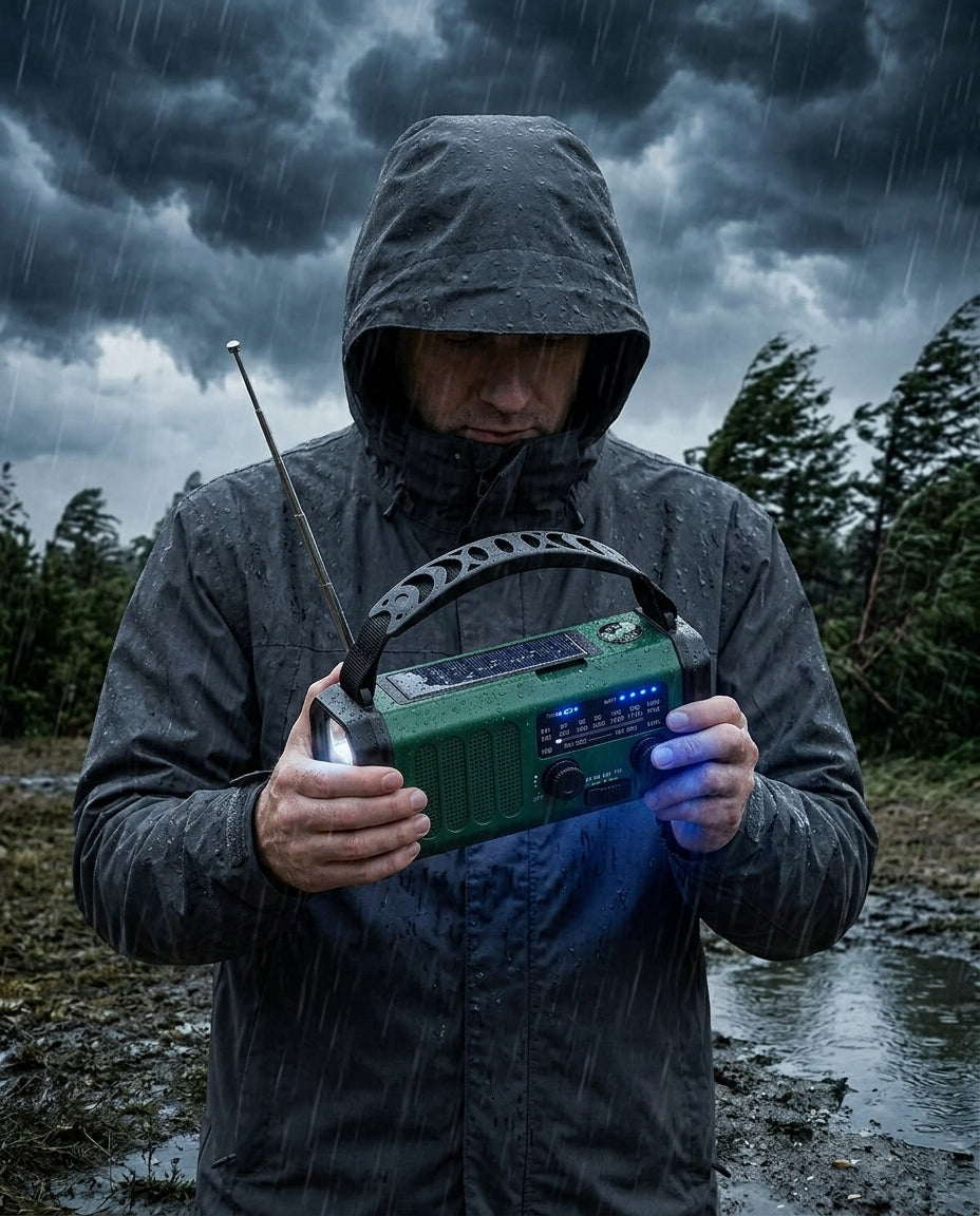 Emergency Hand Crank Radio | 10000mAh Solar Flashlight