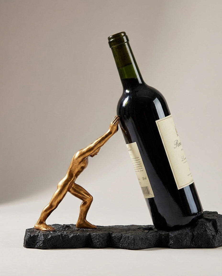 Wine Bottle Holder – Sculptural Metal Display Stand