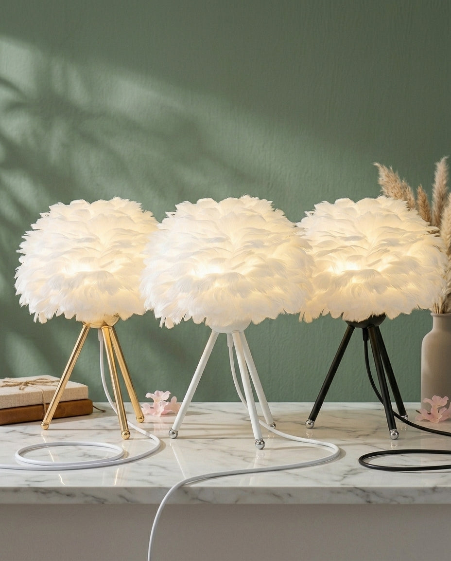 Feather Table Lamp | Plume – Tripod Desk Light