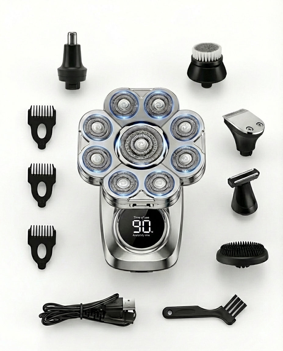 7-Head Electric Shaver | 6-in-1 Head & Face Grooming Kit