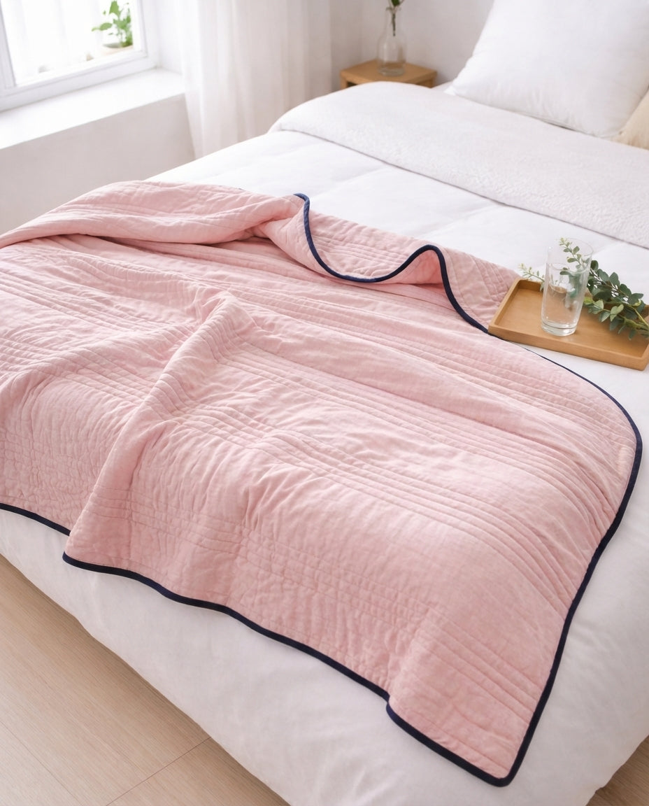 Summer Cooling Quilt | Breathable Bamboo Cotton Blanket