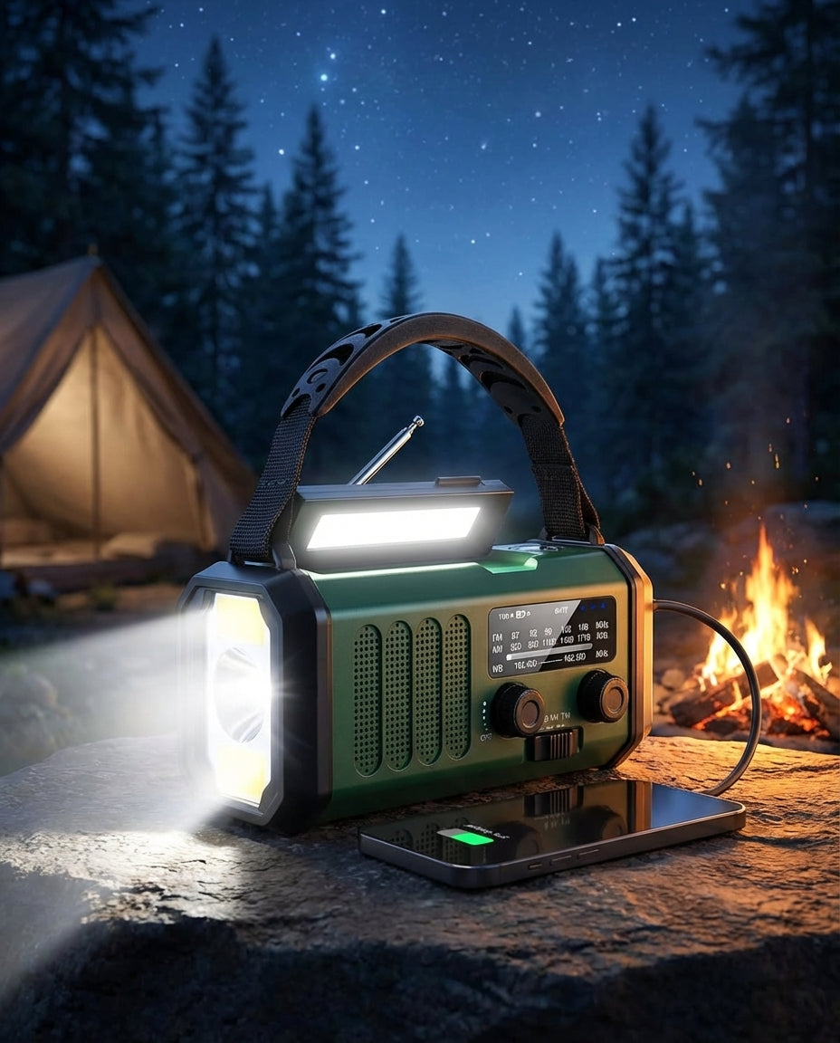 Solar Emergency Radio & Powerbank Hand Crank | LED Torch