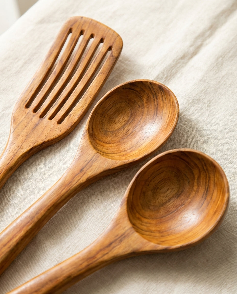 Wooden Kitchen Utensil Set | 11-Piece Food-Safe Cook's Tools