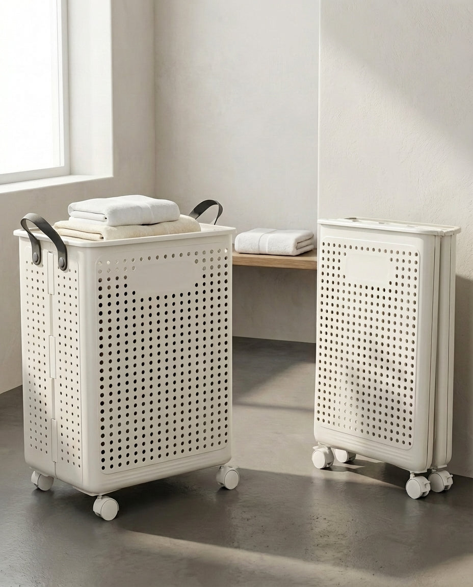 Foldable Laundry Basket on Wheels | Roll & Store