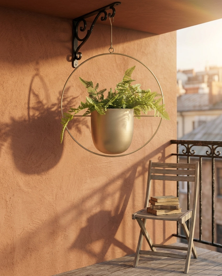 Hanging Plant Holder Indoor & Outdoor | Gold Ring Planter