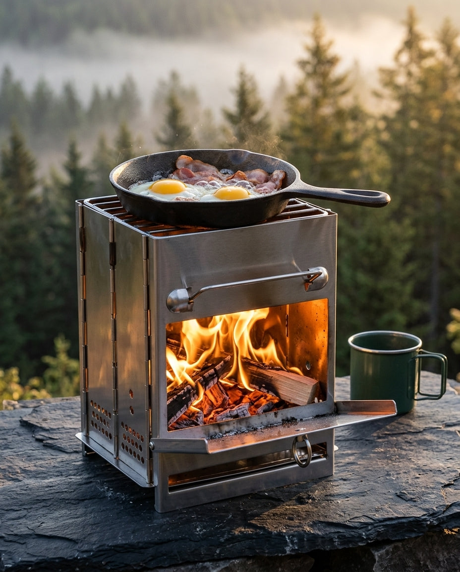 Folding Wood Burning Camp Stove | Portable Outdoor Cooker