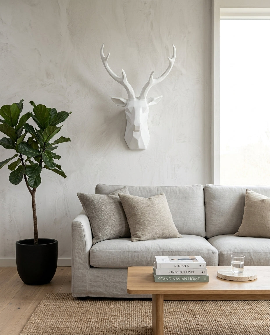3D Geometric Stag Head Wall Décor | Statement Wall Art