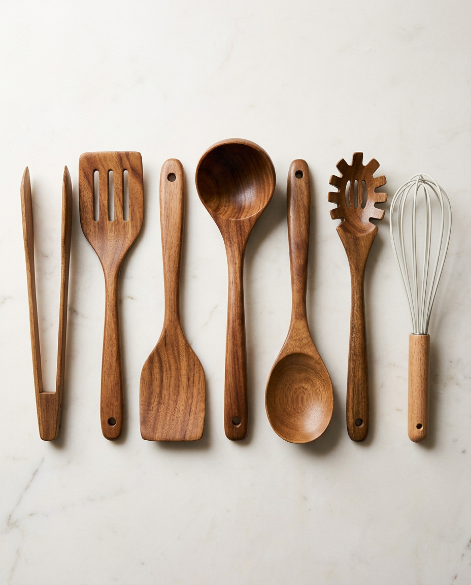 Wooden Kitchen Utensil Set 7-Piece | Natural Teak