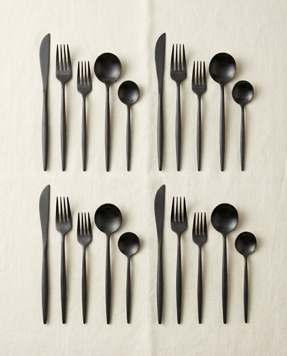Minimalist Cutlery Set – Matte Finish Flatware for 4–16