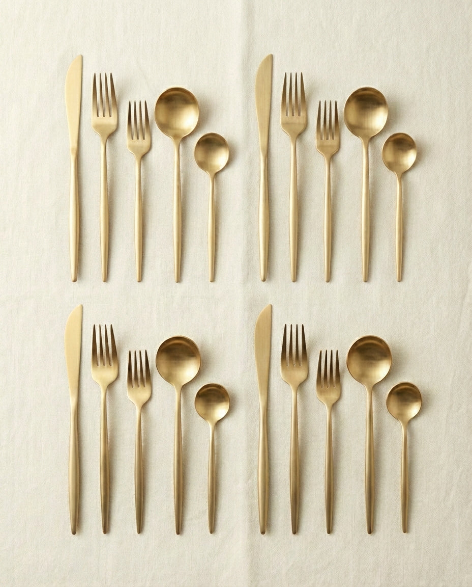 Minimalist Cutlery Set – Matte Finish Flatware for 4–16