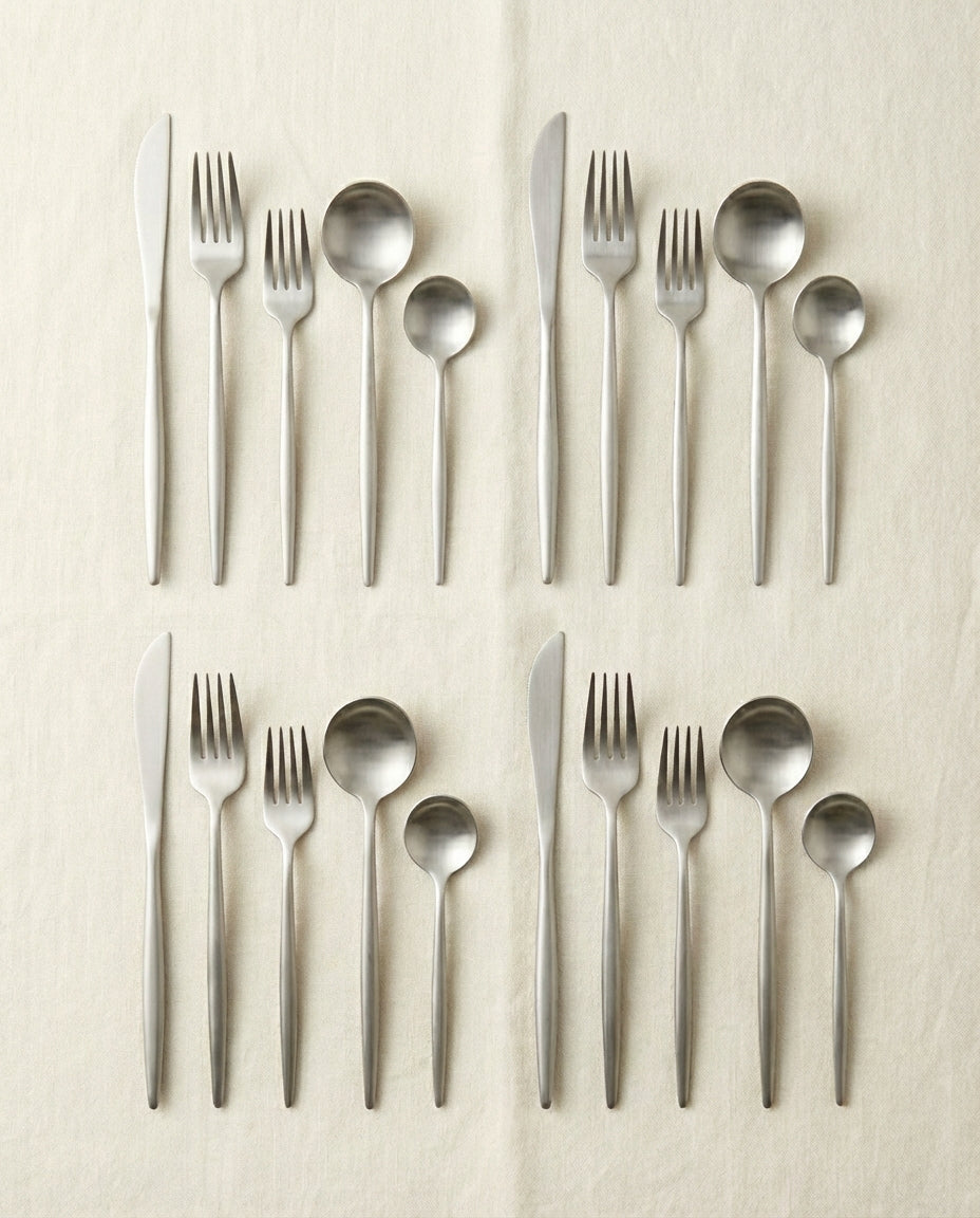 Minimalist Cutlery Set – Matte Finish Flatware for 4–16