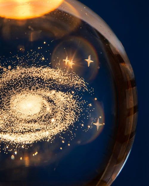 3D Crystal Sphere Lamp | Laser-Engraved Space Night Light