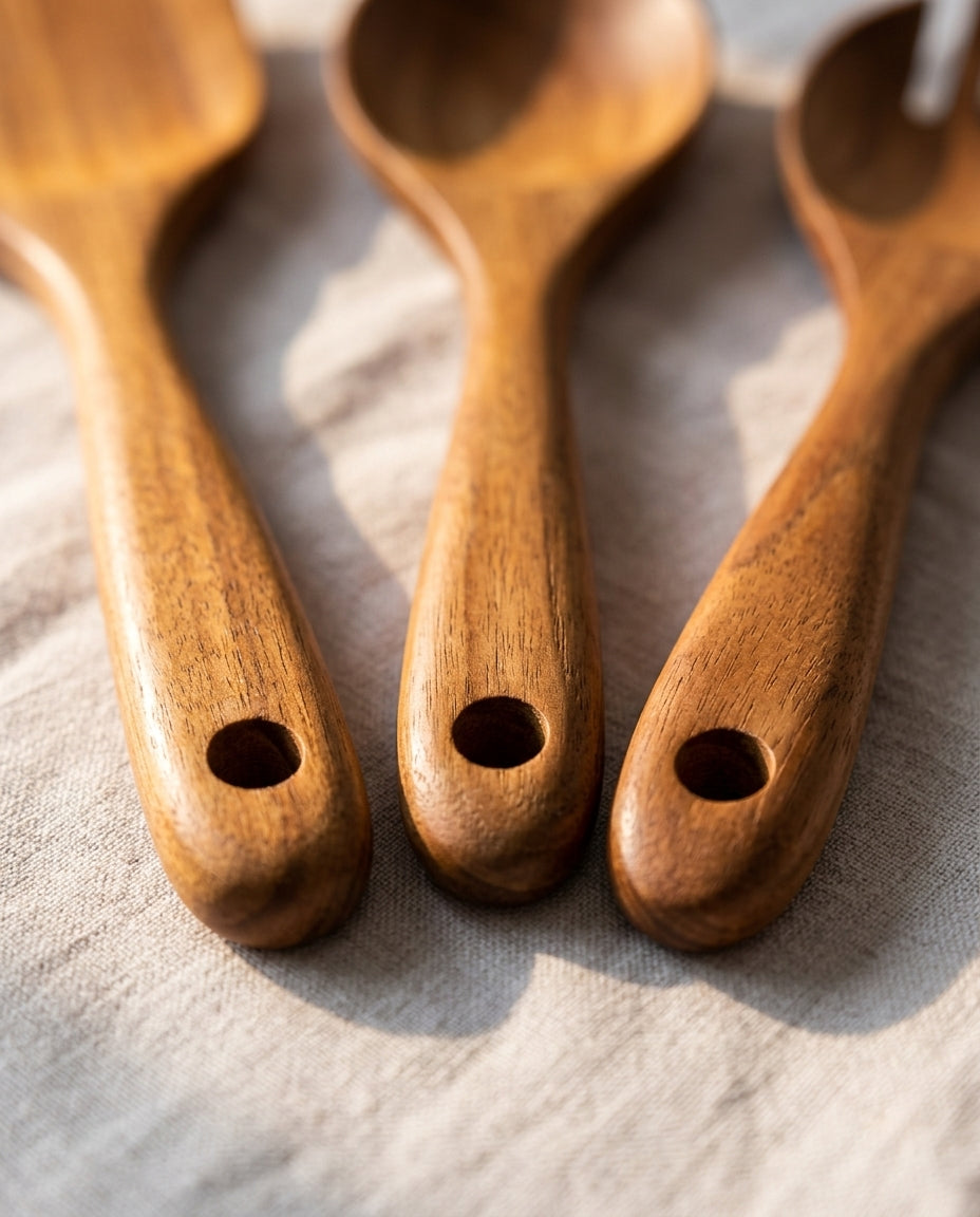 Wooden Kitchen Utensil Set – 9-Piece Teak Cook's Collection