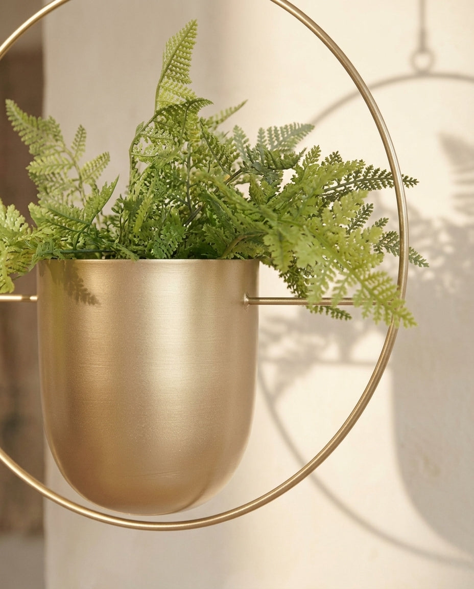 Hanging Plant Holder Indoor & Outdoor | Gold Ring Planter