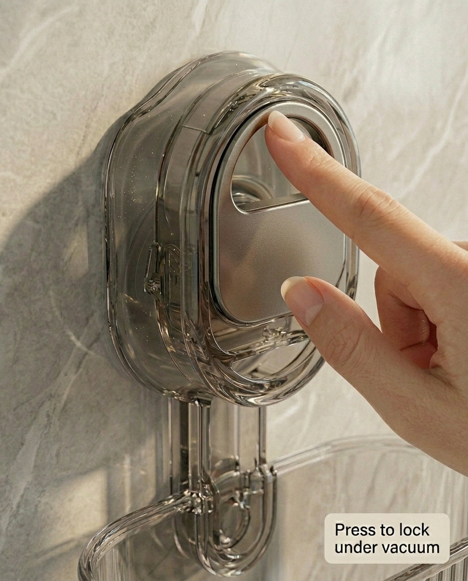ClearGrip Press-Lock Vacuum Bathroom Shelf
