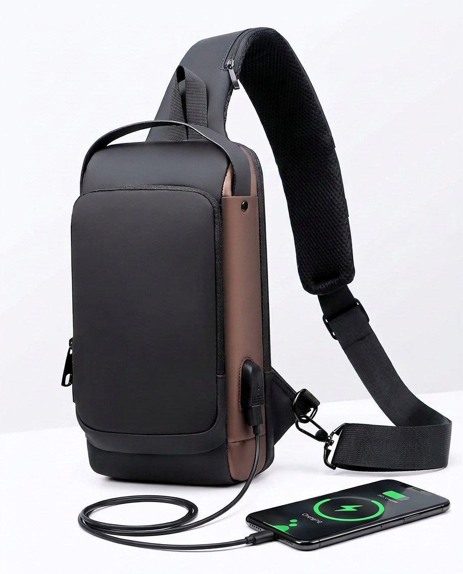 Anti-Theft Crossbody Sling Bag with USB Charging Port