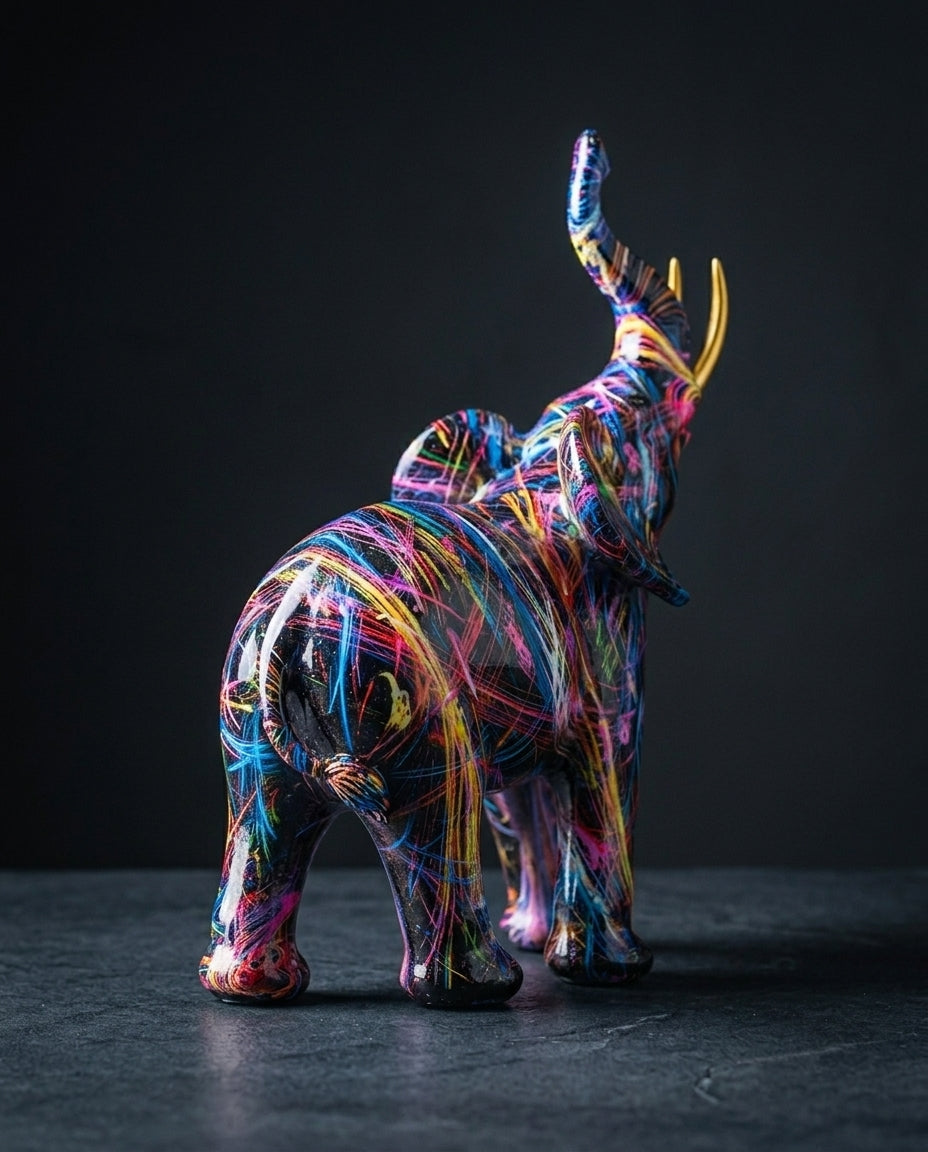 Graffiti Elephant Figurine | Urban Art Home Décor Sculpture