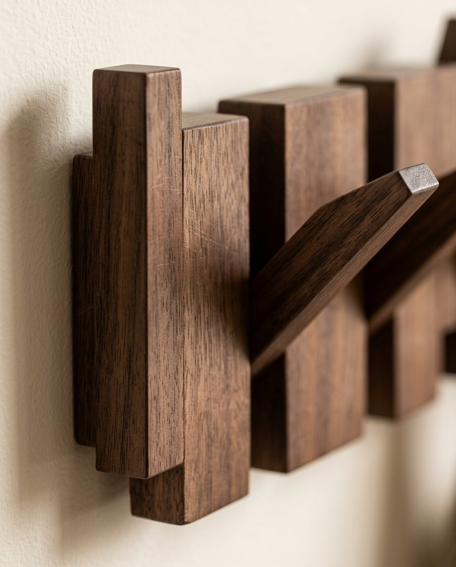 Wooden Piano Key Coat Rack – Solid Wood Wall Hooks