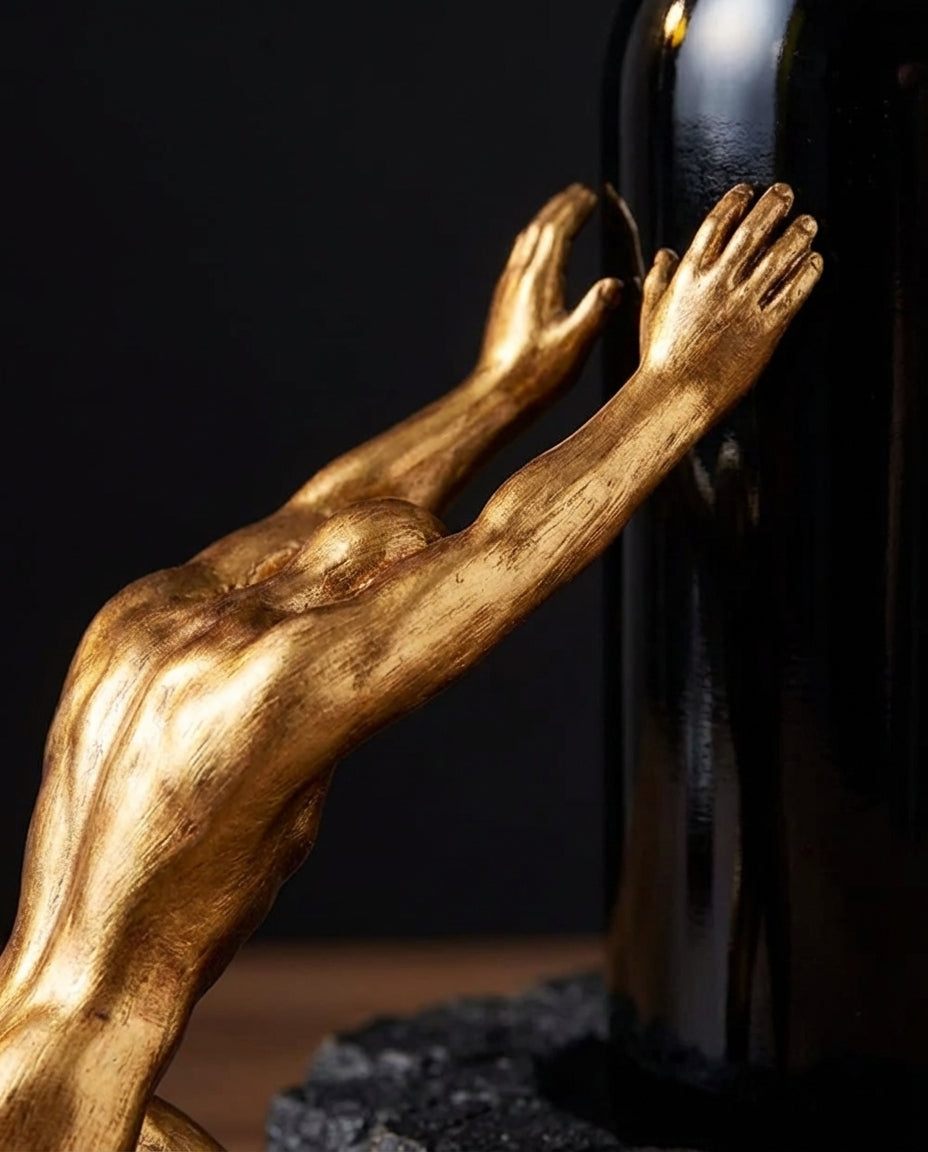 Wine Bottle Holder – Sculptural Metal Display Stand