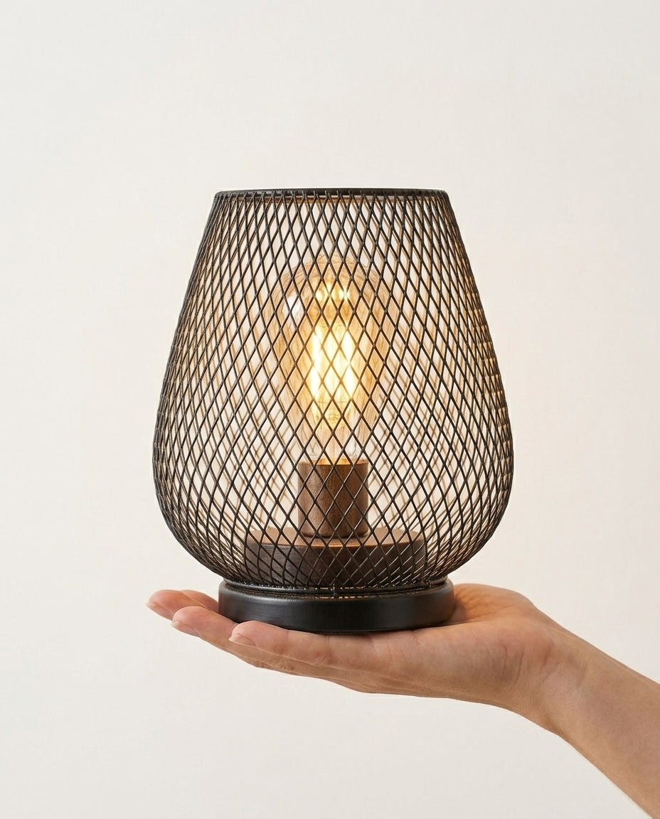 Mesh Table Lamps Set of 2 | Matte Black Vintage Glow