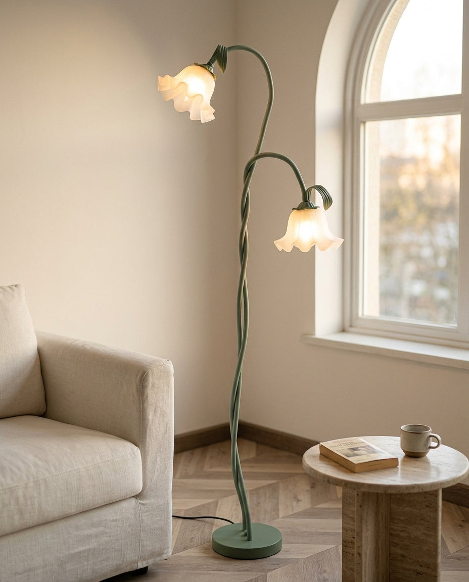 LED Floor Lamp Calla Flower Design | Matte Green