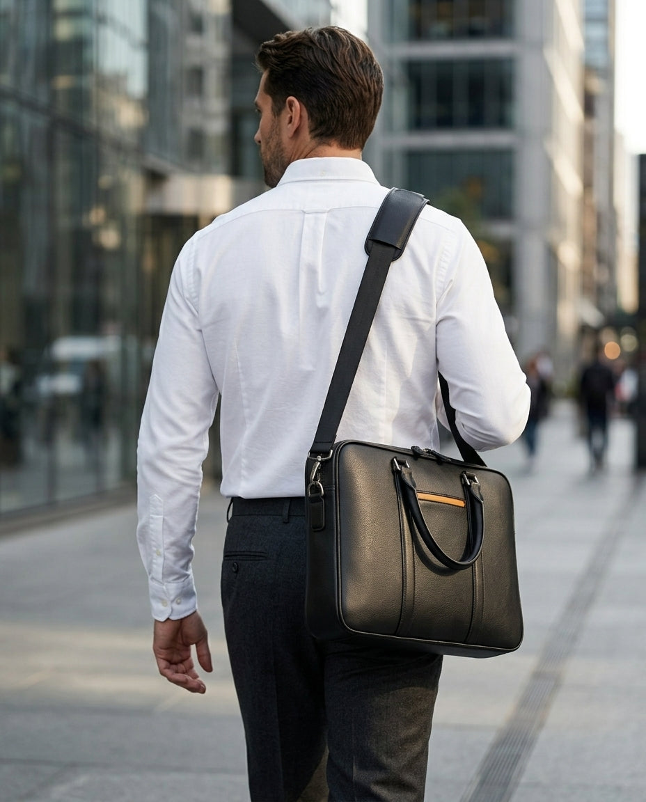 Leather Laptop Briefcase Crossbody Bag | Meridian Tote