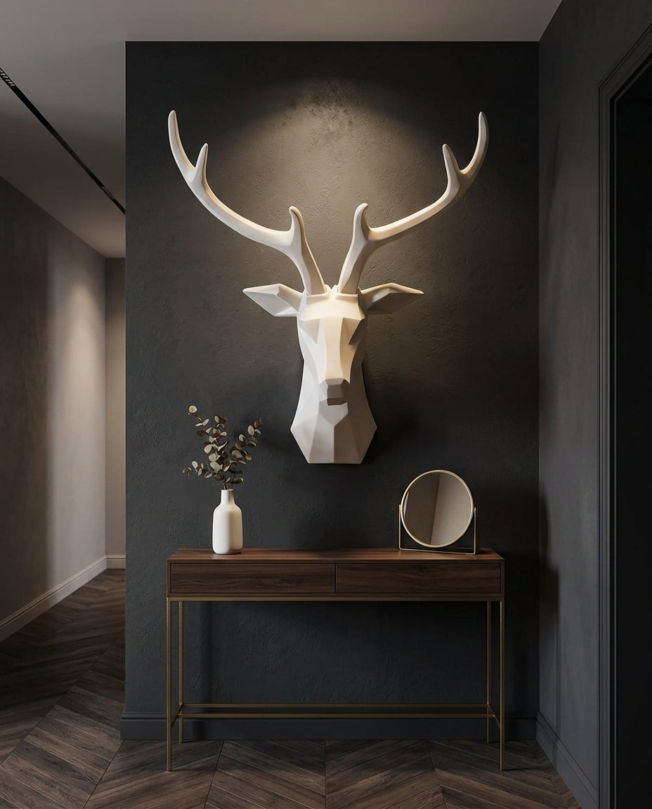 3D Geometric Stag Head Wall Décor | Statement Wall Art