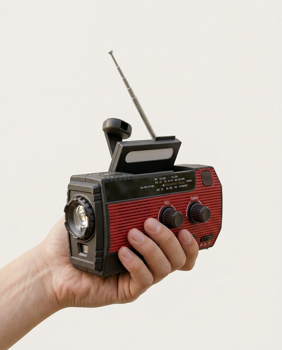Solar Emergency Radio | 5-Power Hand-Crank Weather Alert