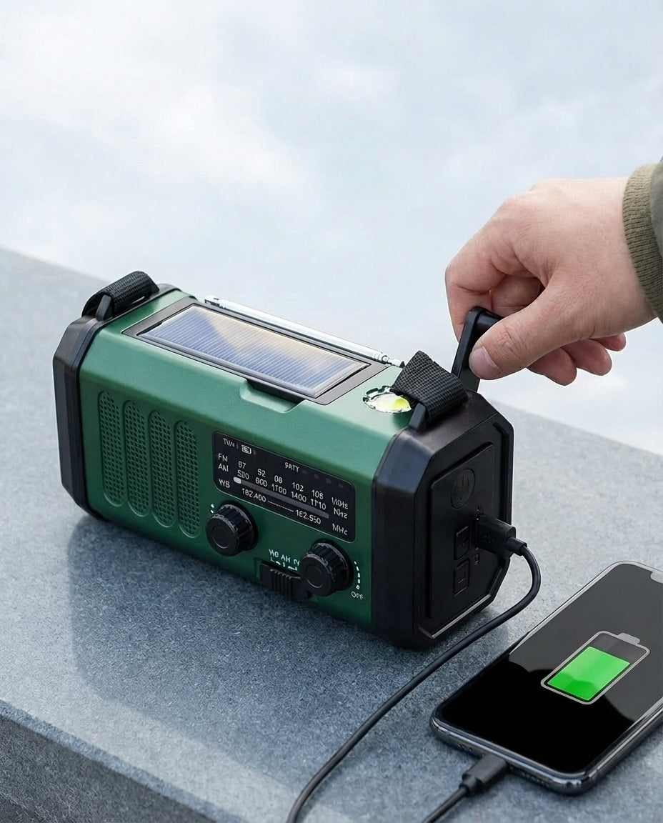 Solar Emergency Radio & Powerbank Hand Crank | LED Torch