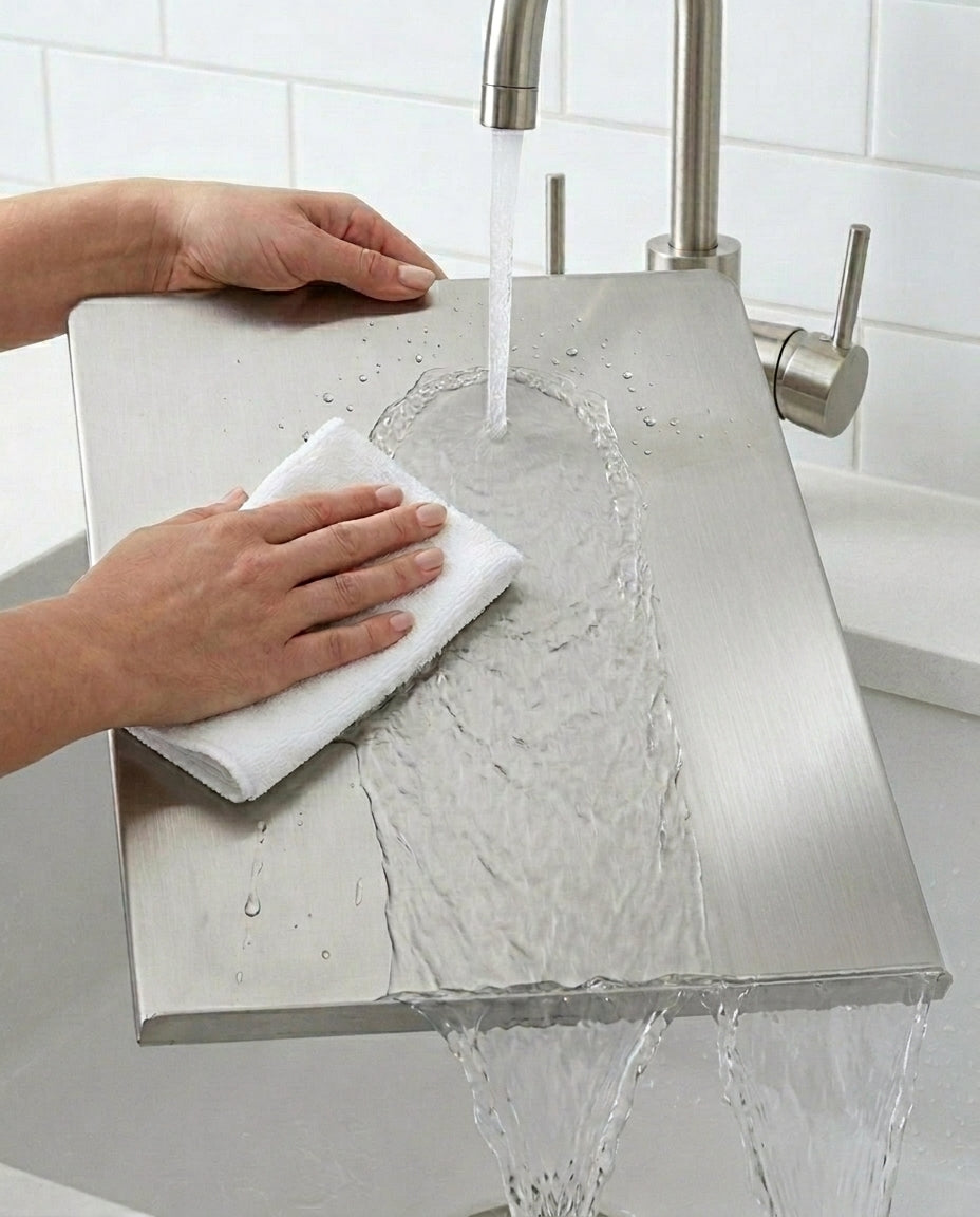 Stainless Steel Cutting Board with Spill Guard – SteelSlice