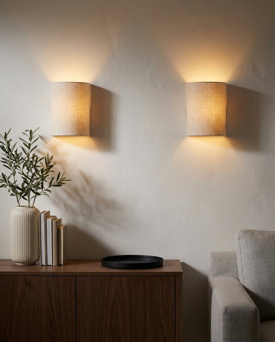 Wireless Wall Light | Magnetic Rechargeable Lamp – Linen Shade