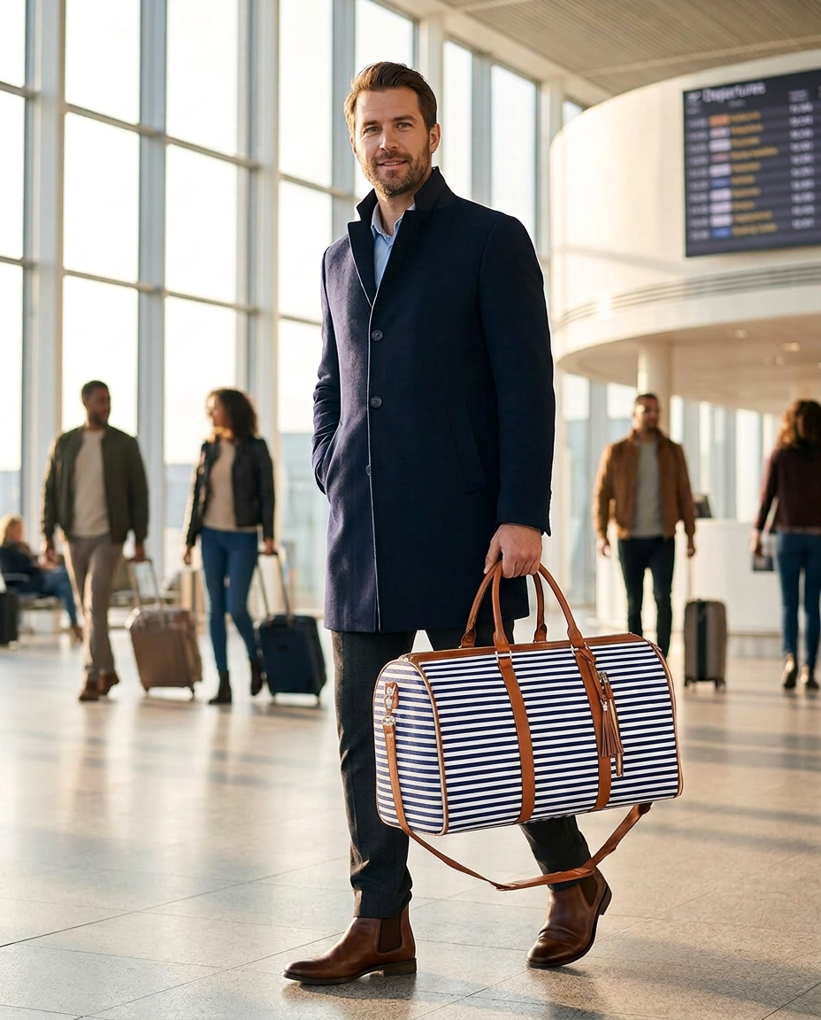 Garment Carry Bag – Foldable PU Leather Weekend Holdall