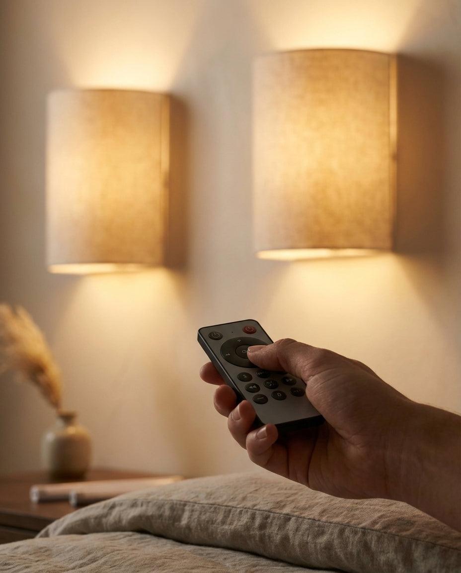 Wireless Wall Light | Magnetic Rechargeable Lamp – Linen Shade