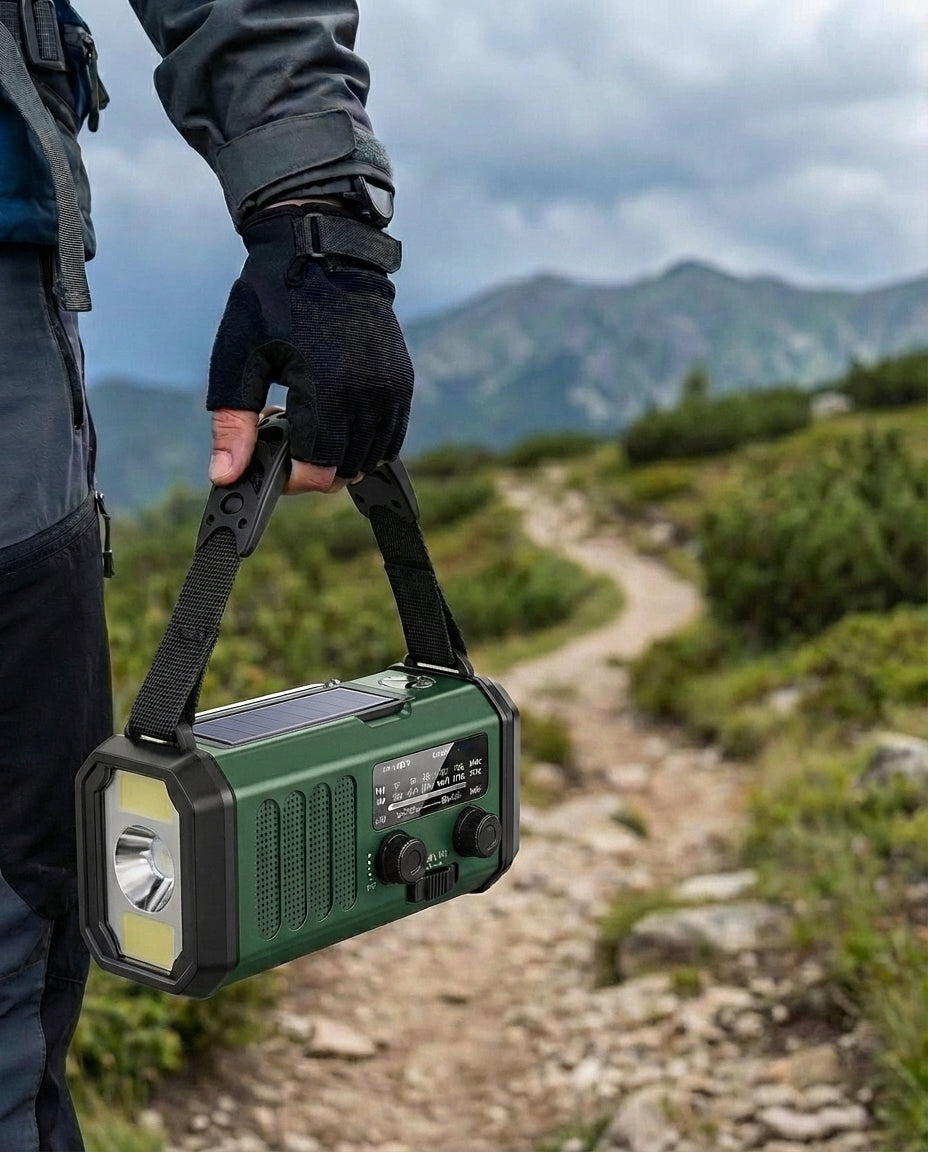 Solar Emergency Radio & Powerbank Hand Crank | LED Torch