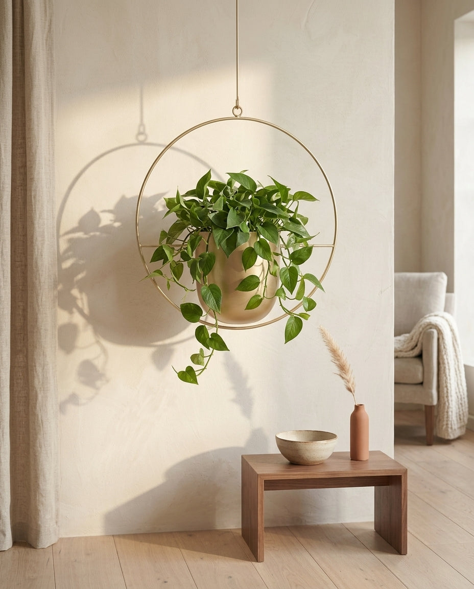 Hanging Plant Holder Indoor & Outdoor | Gold Ring Planter