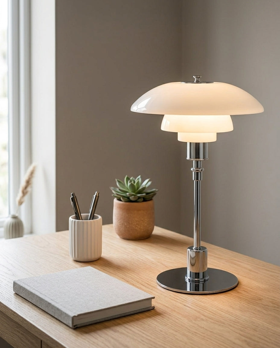 Danish LED Table Lamp – Scandinavian Design | Iron & Glass