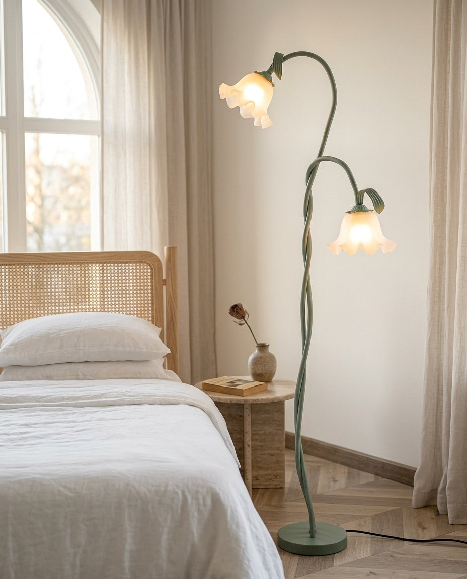 LED Floor Lamp Calla Flower Design | Matte Green