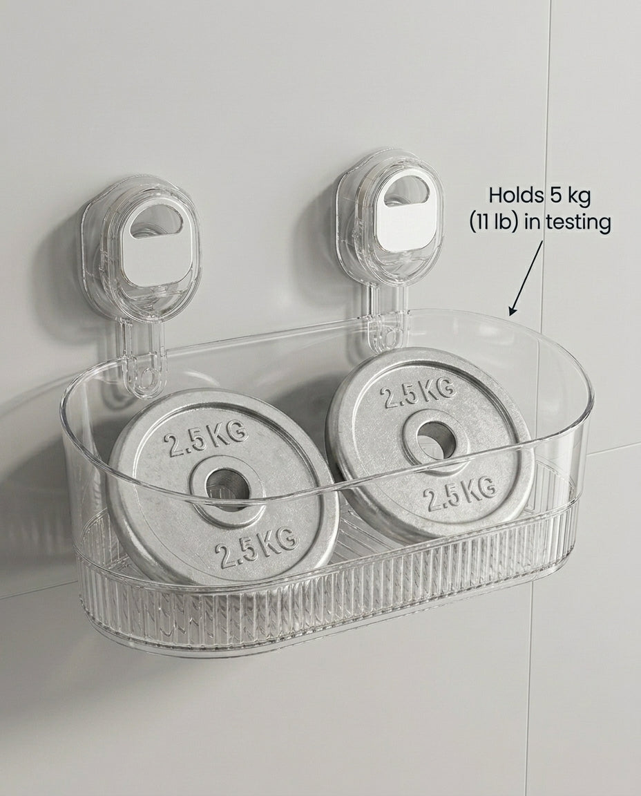 ClearGrip Press-Lock Vacuum Bathroom Shelf