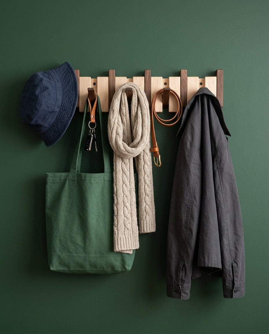 Wooden Piano Key Coat Rack – Solid Wood Wall Hooks