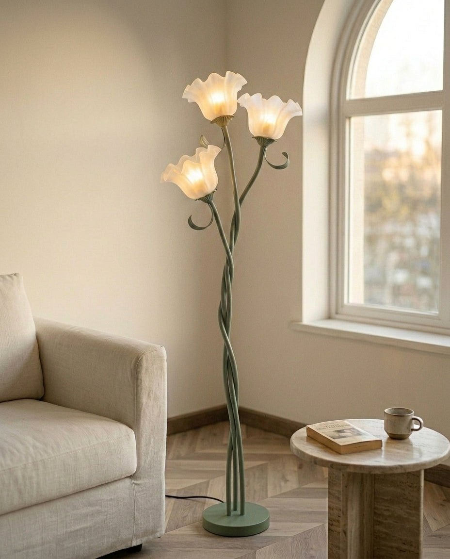 LED Floor Lamp Calla Flower Design | Matte Green