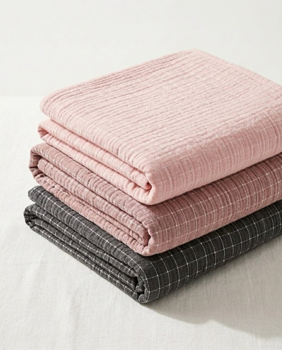 Cotton Check Throw Blanket – Soft & Breathable | 2 Sizes
